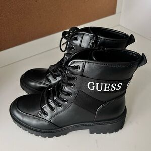 Guess Black Lace-Up Ankle Boots